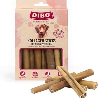 DIBO Collagen Sticks with Green-Lipped Mussel, 150 g Pack - Joint Health, Skin, Fur and Dental Care for Dogs, Durable Natural Chew Snack, 100% Natural Ingredients, Collagen from Cow Skin