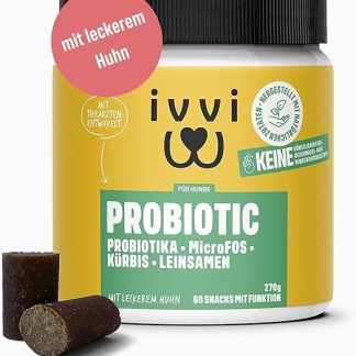 ivvi Probiotic Dog Probiotics as Treats - Dog Build Intestinal Flora, Improved Digestion & Immune System - 60 Delicious Snacks (270 g) with Chicken