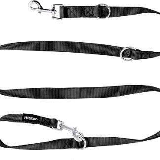 vitazoo Premium Dog Lead in Black, Solid and Adjustable in 3 Lengths - Suitable for Large and Strong Dogs - Double Lead - Total Length 2 m