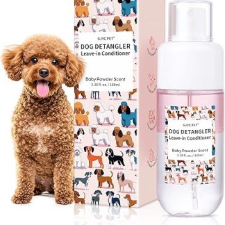 Dog Detangling Spray, Leave in Detangler & Detangling Spray for Dogs, Baby Powder Fragrance, Professional Grooming Formula Contains Coconut Oil and Jojoba Oil for Easy Tangle Free Grooming (100ml)