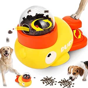 Hoewphofly Duck Shape Dog Slow Feeder Toy, Interactive Snack Intelligence Toy for Cats & Dogs - Feeder Against Slings, Easy to Clean with 3 Interchangeable Food Lids