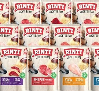 Rinti Light Prey Mix Pack 12 x 400 g | Guaranteed 4 Varieties Mix | Grain-Free Dog Food | Low Fat | No Soy & Additives