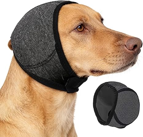Longgaogao Hunde Ohrenschützer Mit Geräuschunterdrückung,Elastische Winterhaube,Elastischer Gehörschutz Für Hunde, Für Geräuschblockierung, Beruhigung, Winter, Baden, Trocknen(Schwarz)