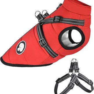 Dog Jacket with Harness, Waterproof Warm Dog Winter Coat for Small, Medium, Large Dogs, Dog Coat for Labrador, Chihuahua, French Bulldog