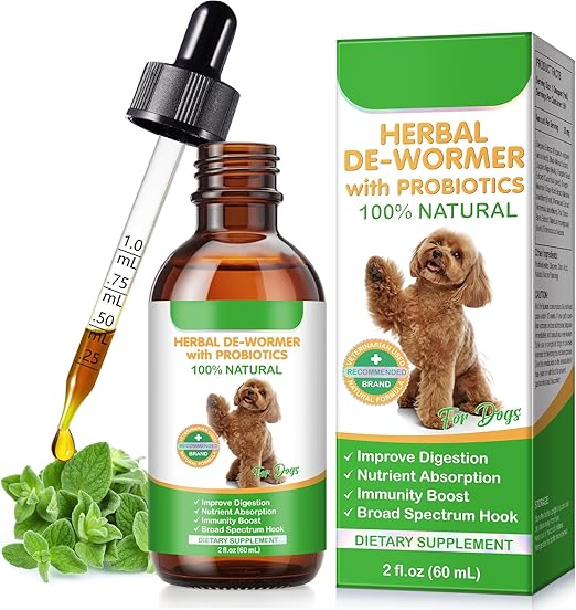 CJXHJY Worm Treatment Dog 60 ml with Probiotics Natural Deworming Agent for Dogs Worm Drops for Prevention and Combat Parasite Infections Natural Formula for Intestinal Hygiene