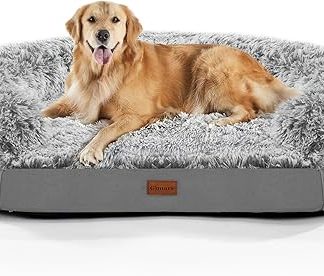 Gimars 9.5 cm Thickened Orthopedic Dog Bed for Extra Large Dogs, Supportive Dog Sofa Bed with 28D Egg Crate Foam, Removable Washable Cover, Waterproof Lining for Puppies