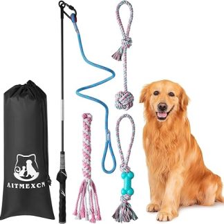 Aitmexcn Reizangel Martin Rütter Professional Dog Fishing Toy for Small Large Dogs and Cats, Extendable & Robust - Ultimate Fun and Physical Load
