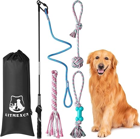 Aitmexcn Reizangel Martin Rütter Professional Dog Fishing Toy for Small Large Dogs and Cats, Extendable & Robust - Ultimate Fun and Physical Load