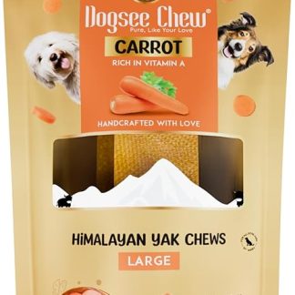Dogsee Himalayan Yak Cheese Dental Care Carrot Flavoured Chew Snacks for Dogs - 130g (1 Large Chew) | For Better Gut Health | Grain-Free, Gluten Free | Odourless Dog Treats