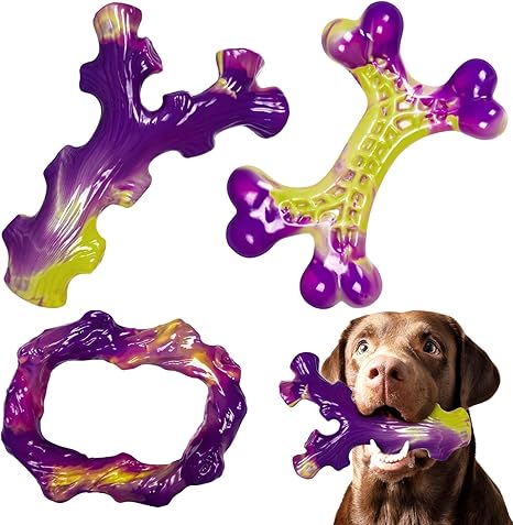 ChienBox Dog Toy Pack of 3: Indestructible Chew Toys for Aggressive Chewers, Robust Dog Toys for Medium to Large Dogs with Strong Durable Toys Dental Care
