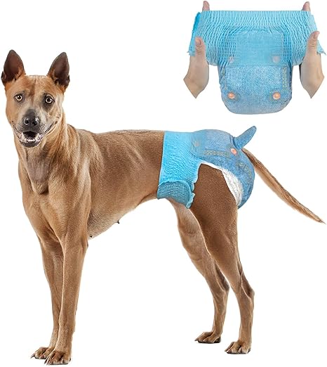 Dono Dog Nappies for Large Dogs with Stretchy Waist, Disposable Nappies for Puppies in Warming Period, 360° Leak-Proof, Super Absorbent, Small and Medium