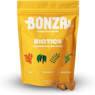 Bonza Bioactive Bites - Good and Immunity Supplement with Prebiotics, Probiotics, Postbiotics & Natural Botanicals, Gut-Immune System Support Soft Chews for Dogs, 60 Soft Chews