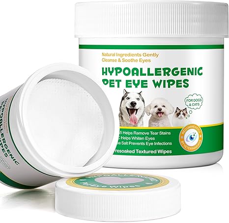 CJXHJY Pack of 150 Dog Eye Wipes for Dogs, Eye Care Dog and Tear Spot Remover, with Natural Ingredients - Gently Cleans, Soothes, Prevents Eye Infections