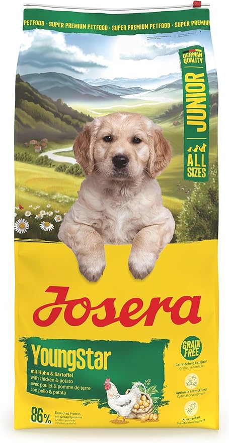 JOSERA Junior YoungStar Chicken & Potato (1 x 12.5 kg) | Premium Dry Food for Growing Dogs | Puppy Food for Medium and Large Breeds for Optimal Care | Grain-Free | Pack of 1