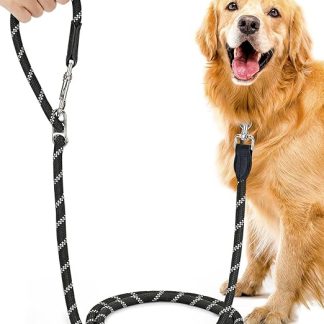 oneisall Dog Lead for Large and Medium Dogs (15-60 kg), 3 m Adjustable Double Lead and Free Handle Made of Nylon with Reflective through Extreme Force up to 200 kg