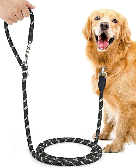 oneisall Dog Lead for Large and Medium Dogs (15-60 kg), 3 m Adjustable Double Lead and Free Handle Made of Nylon with Reflective through Extreme Force up to 200 kg