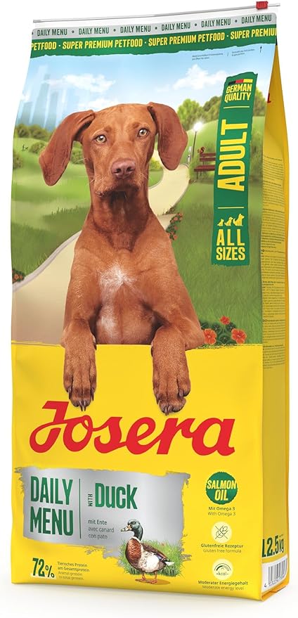 JOSERA Daily Menu Adult with Duck (1 x 12.5 g) Dry Food for All Adult Dogs Gluten Free Moderate Energy Content for Normally Active Dogs Valuable Omega-3 Fatty Acids Pack of 1