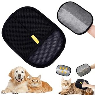 Jadesiegel Double-Sided Grooming Gloves for Dogs & Cats, Anti-Static & Breathable, Reusable Hair Removal for Furniture, Car & Sofa