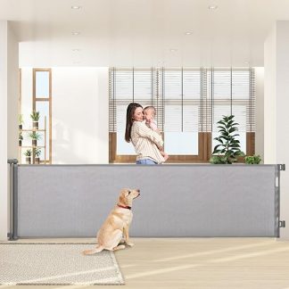 HollyHOME Stair Safety Gate, Extendable 0-300 cm, Extra Wide Door Safety Gate, One-Handed Operation, Safety Gate for Babies and Pets, Suitable for Indoor and Outdoor Use, Grey
