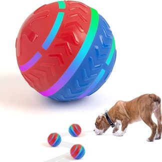Pet Prime Rechargeable self-rolling dog ball with LED lights, crush-proof and splash-proof play ball, 2 intelligent movement modes, for dogs of all sizes
