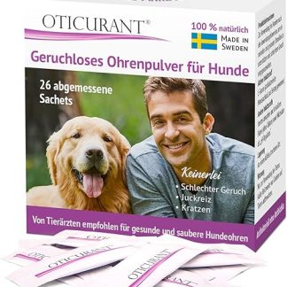 OTICURANT Ear Care Ear Cleaner for Dogs and Puppies Powder Odourless - 26 Bags Earwax Remover Against Itching, Scratching, Odour Ear Inflammation