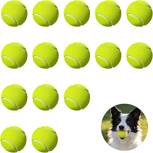 Wozzies Tennis Balls, Pack of 15 Robust Balls for Playing, Throwing, Training, Leisure, Also for Pet Training, Schools, Tennis Balls Children, Beginners
