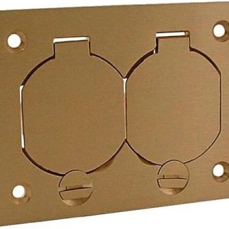 Hubbell-Raco 6250 Single Compartment Floor Box Duplex Cover with Lift Lids - Brass Finish