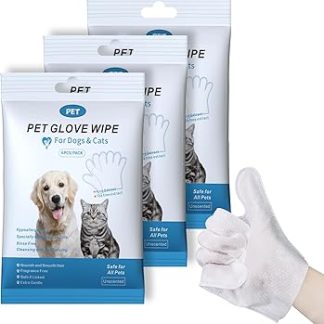 Pet Glove Wipes, Cleaning and Deodorizing Grooming Gloves, Dog Wipes for Daily Personal Grooming, Pet Grooming Wipes for Cats, Odor and Fragrance Free, 3 Pack/18 Pack