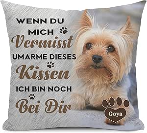 Alienc Personalised Dog or Cat Memorial Cushion - Pet Loss Memory Gift - Optional Filling - Personalised Sympathy Pillow