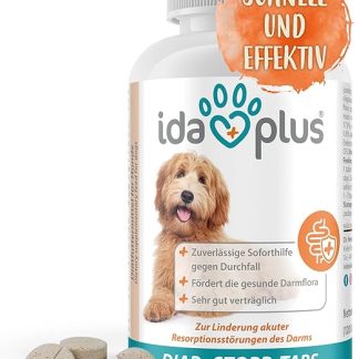 Ida Plus Diar-Stopp Tabs - Chewable Tablets Against Dog Diarrhoea - Diarrhoea for Dogs - Build Dog Intestinal Flora with Probiotics - Intestinal Restoration for the Dog - Stops Dog Diarrhoea - 120