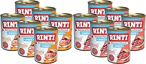 RINTI-Kennerfleisch Junior Mix Pack 12 x 400 g Puppy Wet Food Chicken & Beef Wet Food for Puppies Grain Free with Omega 3 & Beet Fibres Junior Food without Soy