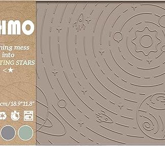 OHMO Bowl Mat for Dogs, Cats and Small, 48 x 30 cm, Mat for Cat Bowl, Non-Slip Silicone Feeding Mat, Waterproof, Beige