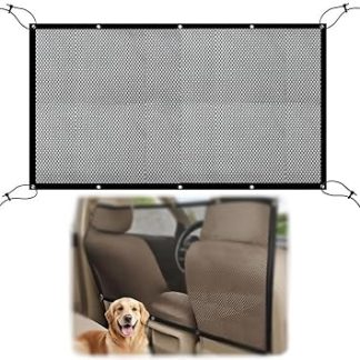 COYUN 1 x Dog Net Car Rear Seat, Car Dog Net Safety Net with Adjustable Rope, Separation Net Between Pet and Driver, Dog Net for Car, for Dog Car Barrier for Pets, Black