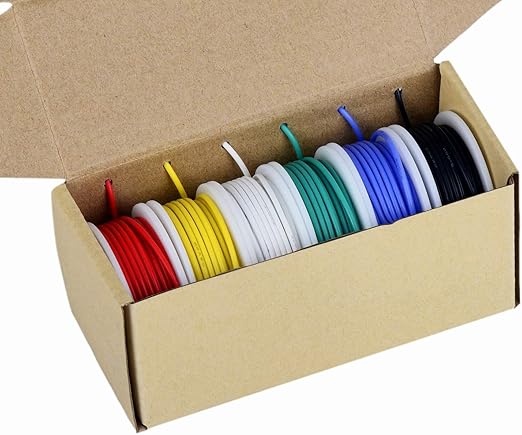 Tuofeng 0.52 mm² Electronic Wire, Coloured Wire Set for Installation, Flexible Silicone Wire, 7 Metre Spools in Each Colour, 600 V Insulation Wire