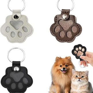 JOOTUEPO Leather Keyring for Pet Hair Reminder, Animal Hair Pendant, Key Ring with Paw Design, Reminder Deceased Cat Dog Gift for Cat Lovers, Dog Owners