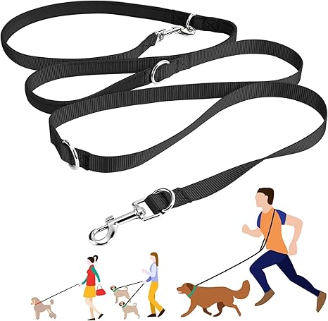 Oneisall Double Dog Lead Practice Lead 2.5 m for Medium Dogs up to 30 kg Very Stable Adjustable to 3 Positions