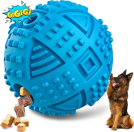 LEGEND SANDY Indestructible Large Breed Squeaky Chew Toy Treat Dosing Puzzle Toy Natural Rubber Balls