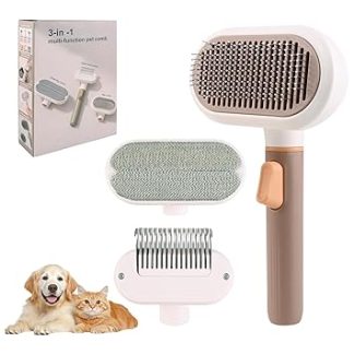 Razobws 3 in 1 Self Cleaning Dog Brush Cat Brush for Short and Long Hair Grooming Massage Brush
