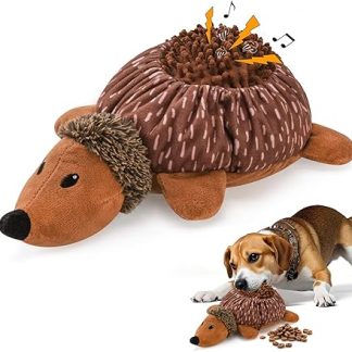 LIFLIX 2-in-1 Dog Toy Treat Hide, Sniffing and Squeaky Plush Toy Interactive Sniffing Toy for Small Medium Large Breeds Hedgehog Shape
