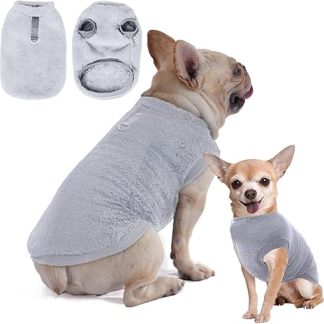 Dog Jumper, Dog Coat, Fleece for Small Dogs, Fleece Jumper for Small Dogs, Cat Jumper, Fleece Jacket, Dog Clothes for Chihuahua, French Bulldog (Grey, XL)