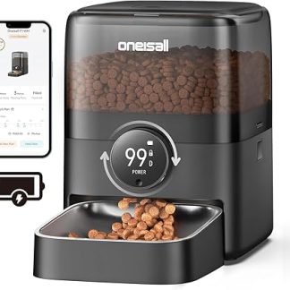 oneisall 3L Wireless Cat Feeder, Cat Food, 2.4G WiFi, App Control, 100 Days Lithium Battery Life, 1-10 Meals/Day, Cat Feeder with 304 Stainless Steel Bowl