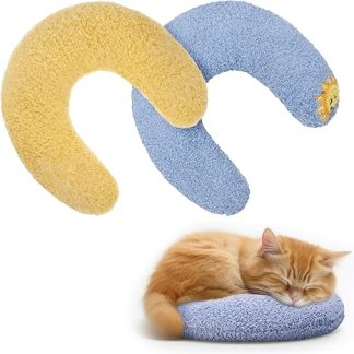 Apricitie Pack of 2 Cushions for Cats Dogs U-shaped Cushion for Sleeping, Pet Cushion, Cat Cushion, Plush Pet Toy for Sleeping, Cat Cuddly Toy for Rest, Play