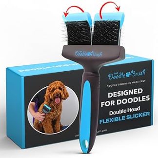 The Doodle Brush - Dog Brush for Goldendoodles & Labradoodle, Dog Booth Long Hair Poodle Brush - Detangler for Dogs - Slicker Brush Dog, Detangling Brush for Dogs - Dog Hair Brush (Double Head)