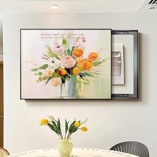Decorative fuse box cover, modern decorative picture for power box, hides the distribution box perfectly and makes the wall beautiful and tidy (black 1.45 x 35 cm / 17.7 x 13.7 inches)