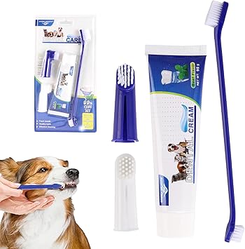 Dog Dental Care Set, Dog Toothbrush Fingerling Reusable, Dog Toothbrush and Dog Toothpaste, Dog Toothpaste Against Tartar Set, Dog Toothpaste Against Tartar, Dog Toothbrush, Dog Dental Care