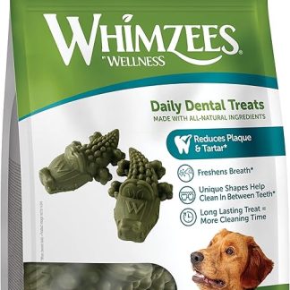 Whimzees natural grain-free dental care snacks, chew sticks for dogs, crocodile
