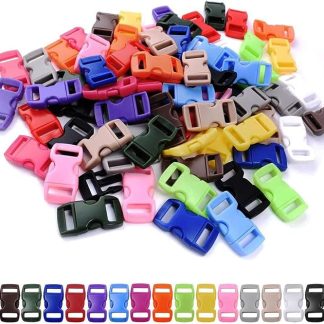 VISSQH Buckle Clasps Side Release Plastic Mini Buckles, Click Clasp Buckle 10 mm (3/8 Inch) for Paracord Bracelets, Dog Collar, Webbing, Bushcraft, Backpack Accessories, Tent, multicoloured, 10mm