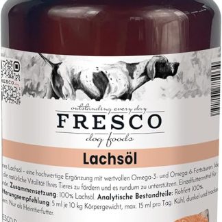 FRESCO Dog Salmon Oil for Dogs - 250 ml Salmon Oil with Omega 3, 6 and Vitamin D, A - Food Oil
