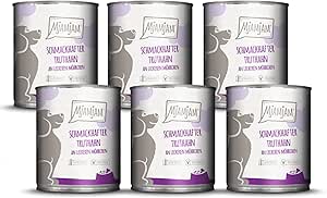 MjAMjAM - Premium Wet Food for Dogs - Tasty Turkey on Delicious Baby Carrots, Pack of 6 (6 x 800 g), Grain-Free with Extra Meat