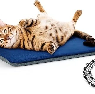 pecute Pet Heating Pad, Outdoor Electric Blanket, Pet Waterproof IPX7, Electric Heating Pad for Cats, Heating Mat 9-Tier Structure with Anti-Bite Hose Wrap Cable (S, 30 x 40 cm)